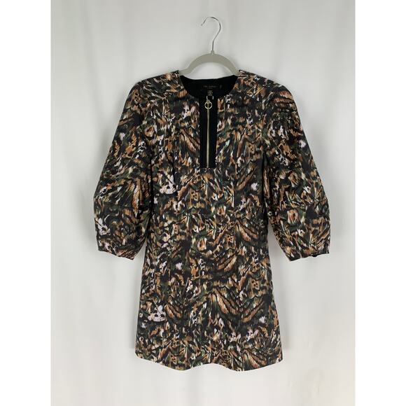 Ted Baker Holiiy Urban Printed Mini Dress Khaki Womens Size 2 Ted Size 0 New - Picture 5 of 12
